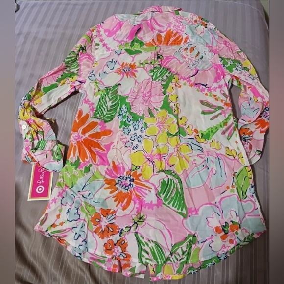 Lilly Pulitzer for Target Nosey Posey Floral Button Up Long Sleeve Shirt XS NWT! - Picture 3 of 8
